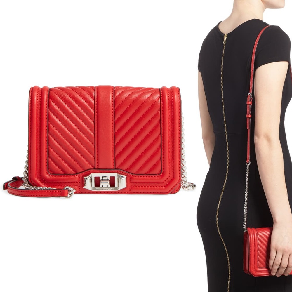 Rebecca Minkoff Chevron Quilted Small Love Red